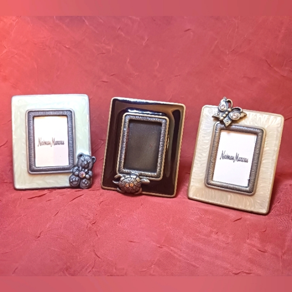Jay Strongwater Neiman Marcus Miniature Enamel Picture Frame Clips Set o…